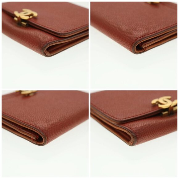 CHANEL Coin Purse Grained Calf Skin Red CC Auth - Picture 15 of 15